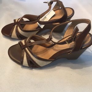 New Brown and Beige Sandal Shoe-Size 7 and a half